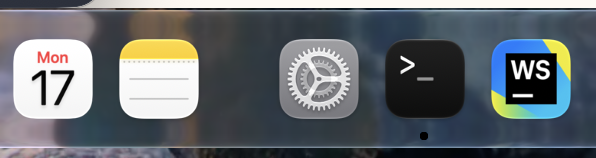 Dock with a spacer separating the pinned apps from the recent ones