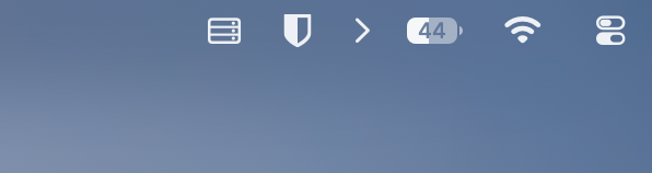 Menu bar expanded, showing the extra hidden icons